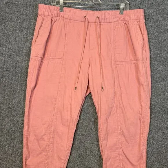 Old Navy Pants Womens XL Pink Salmon Tapered Bohemian Cropped‎ Boho Oversized - Picture 4 of 11